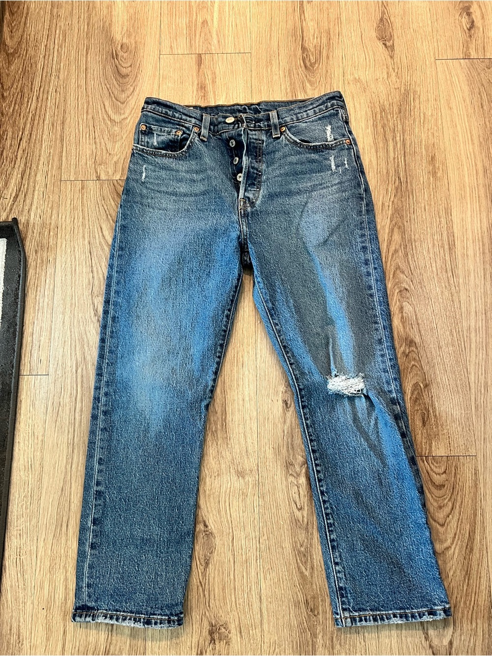 Levi’s Premium 501 Original Cropped Distressed Jeans